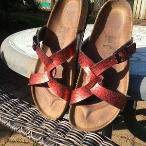Birkis Birkenstock’s sandals Red straps, Sz 8-8.5